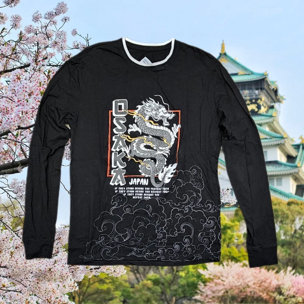 ๐โซ๏ธ Osaka Japan Dragon Unisex Black Longsleeve Shirt Size Small โซ๏ธ ๐ - Picture 1 of 6